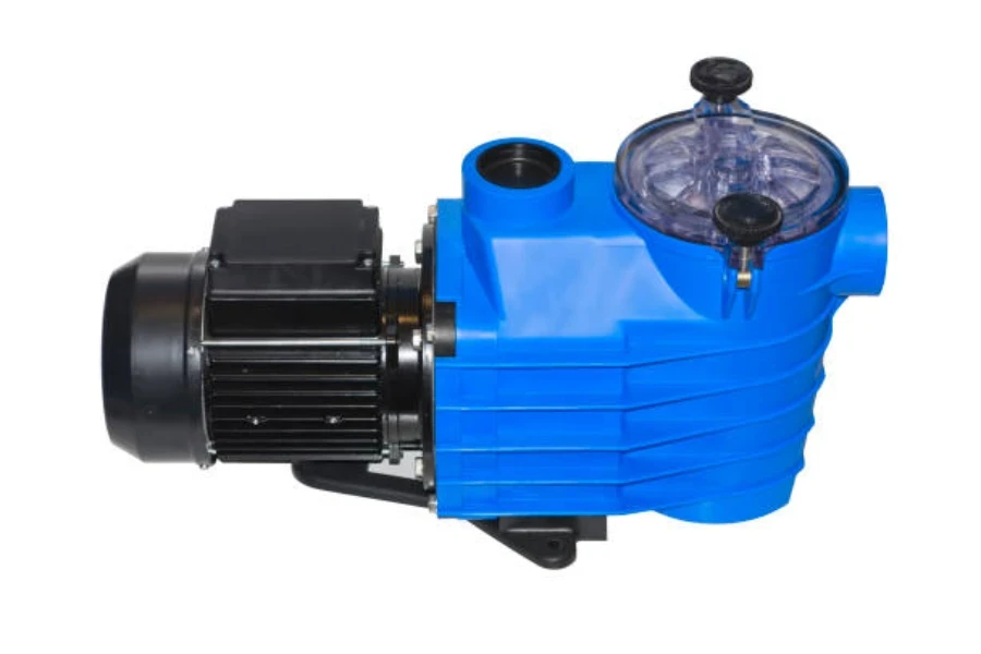 A medium-sized blue dual-speed pool pump