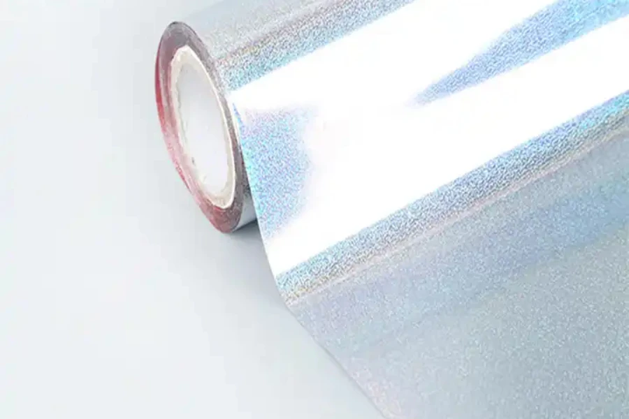 A roll of holographic foil for stamping