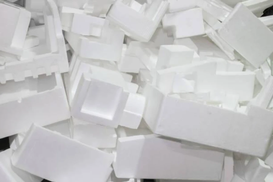 A selection of white styrofoam in different shapes and sizes