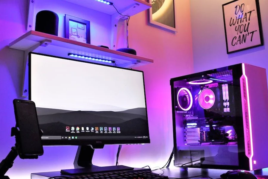A setup with a fully-decked custom PCs