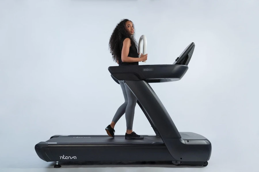 A woman working out on a treadmill