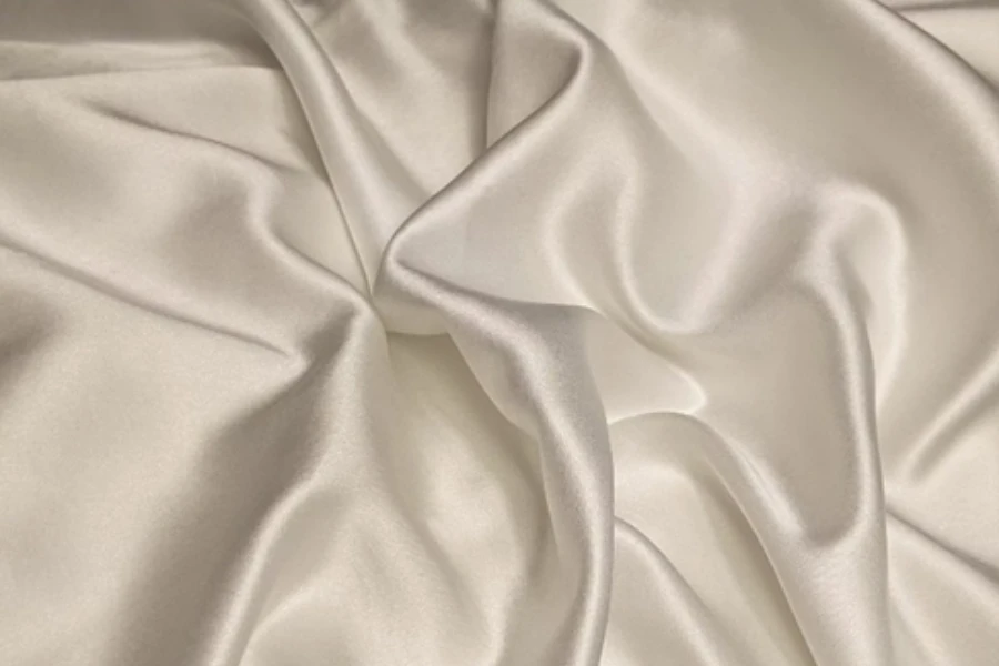 aerial view of crumpled white silk fabric