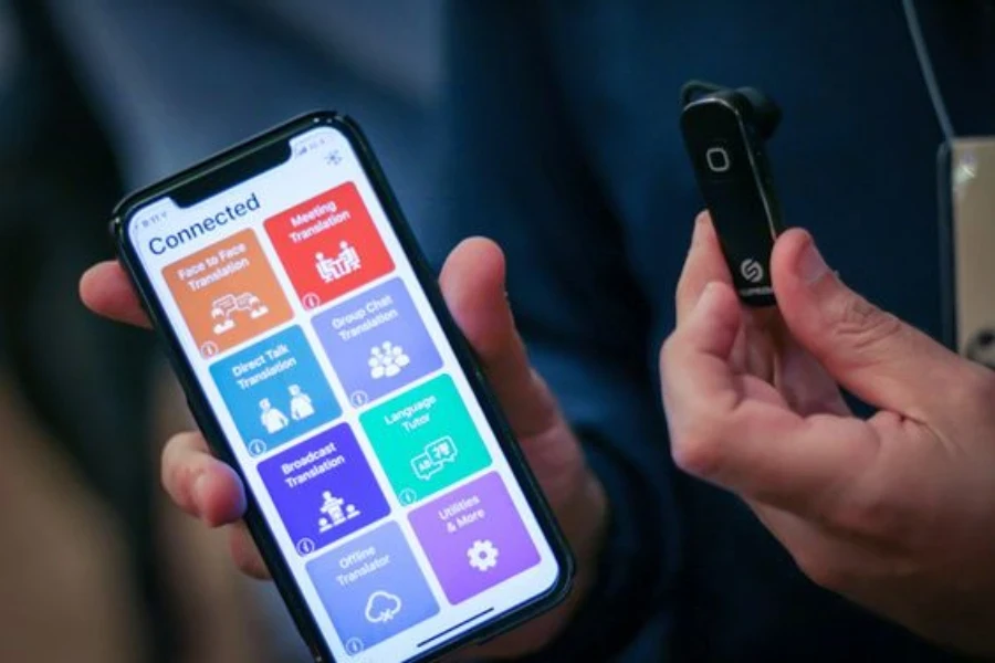 Un traducteur assisté par application connecté à un appareil Bluetooth