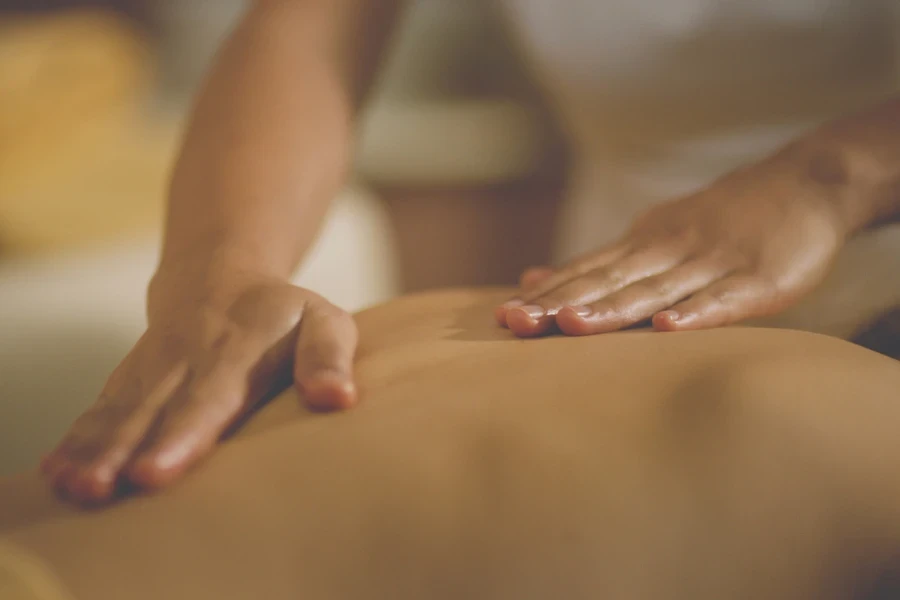 Ayurveda back massage with aromatherapy essential oil