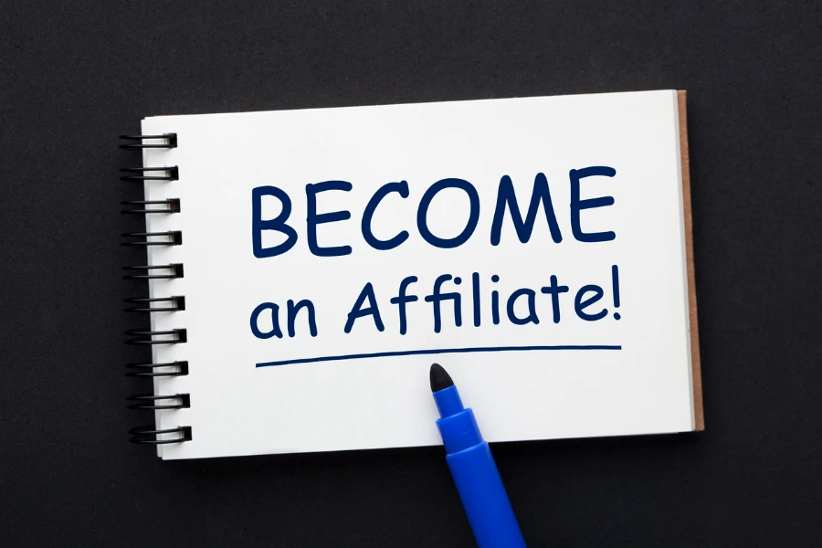 ‘Become an Affiliate’ written on a notepad