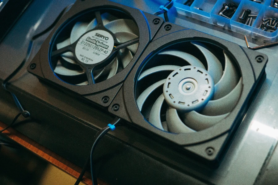 Black dual computer cooling fans