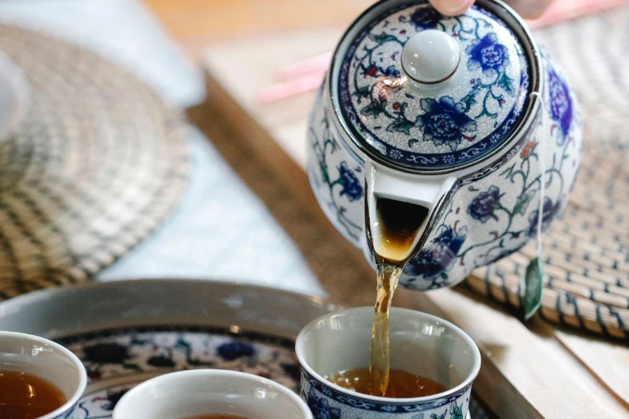 blue and white porcelain Chinese tea set