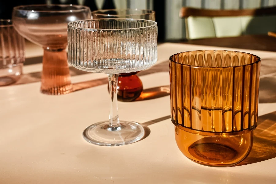 close-up of a few glasses on the table