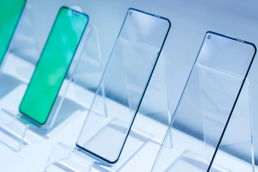 Different tempered glass screen protectors on display