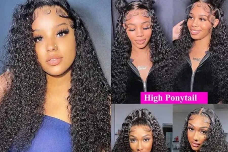 Different women wearing lace frontal wigs in different styles