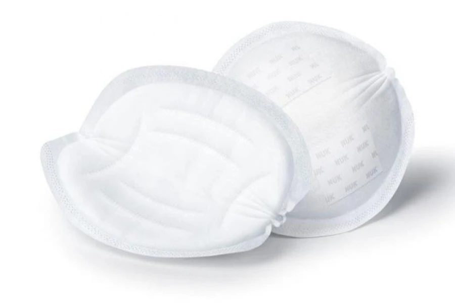 Disposable nursing pads on a white background