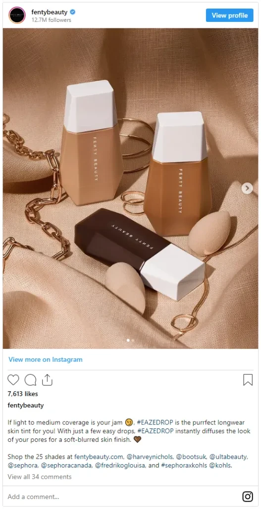 fentybeauty di instagram