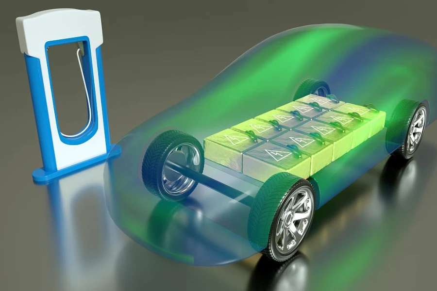 Illustration of sodium batteries for electric vehicles