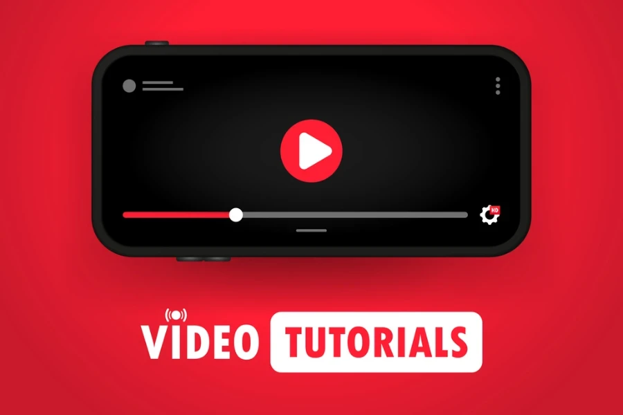 Illustrazione di tutorial video sul display di uno smartphone