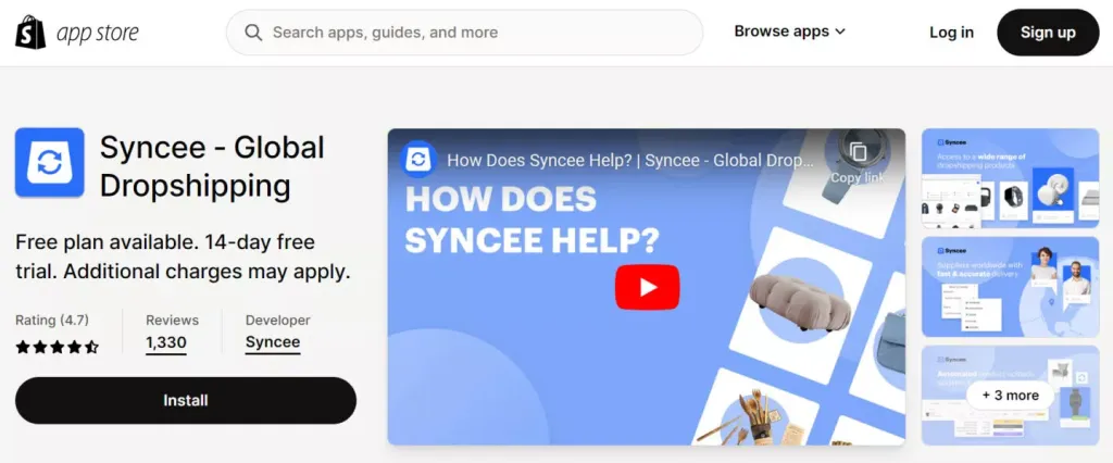 A shopify dropshipping app - Syncee