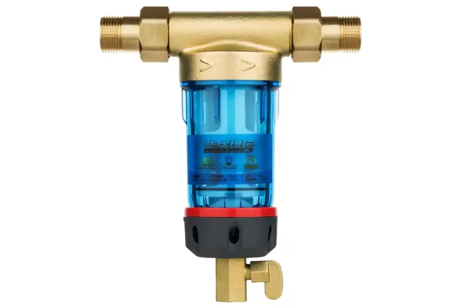 Изображение латунного фильтра предварительной очистки воды для всего дома с самоочищающейся машиной для домашнего фильтра для воды