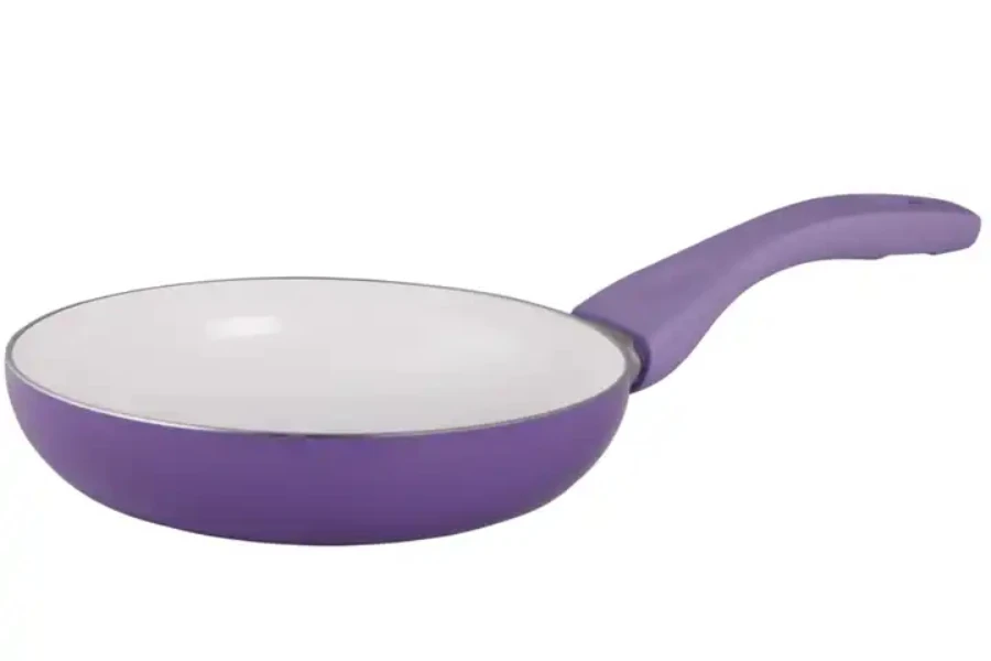 Lilac colored copper aluminum alloy fry pan with ceramic coating