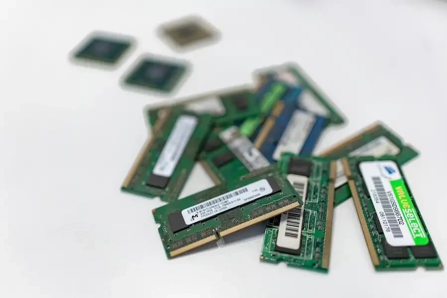 Memory cards on a white surface