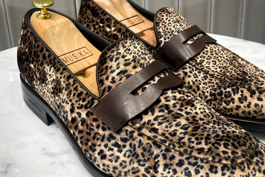men penny loafers with animal prints