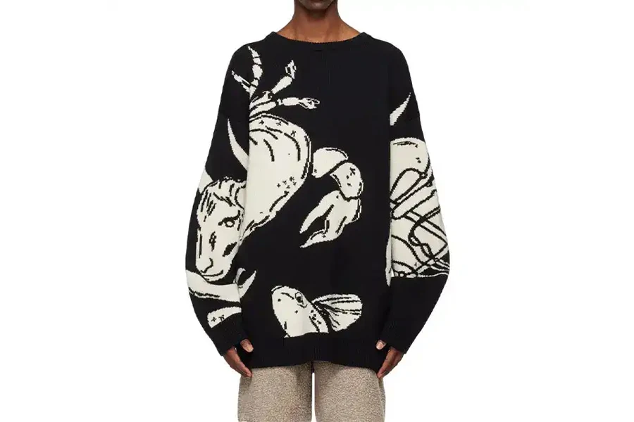men’s  knit sweater with floral prints
