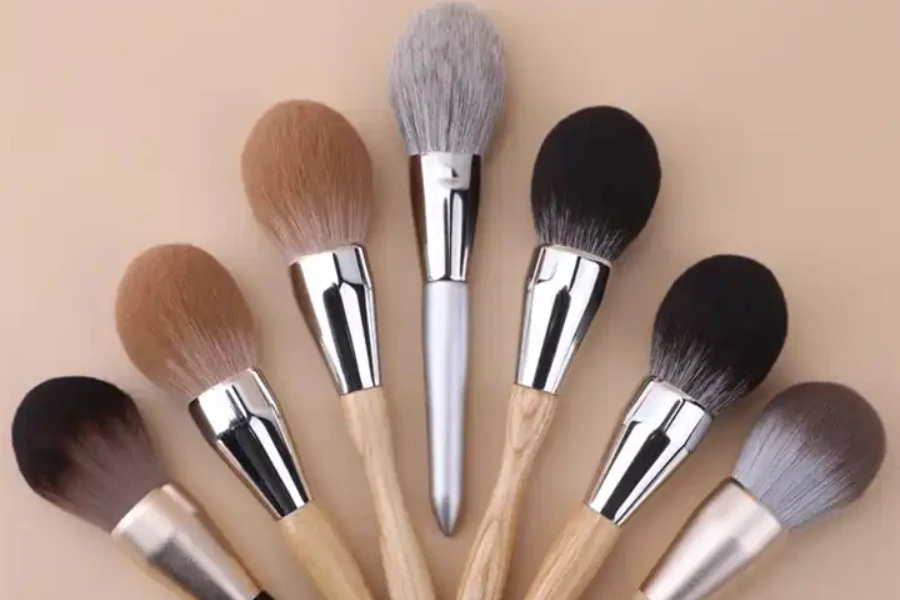 Multiple blending brushes on a light brown background