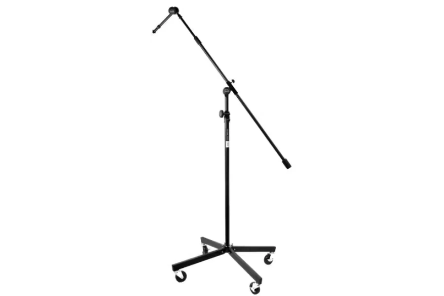 Overhead mic stand on a white background