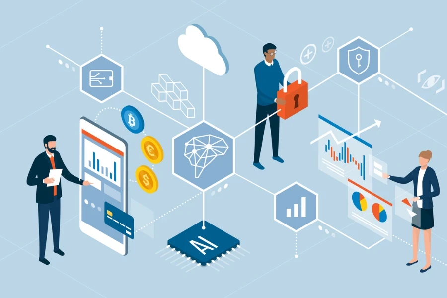 Pessoas interagindo com interfaces digitais