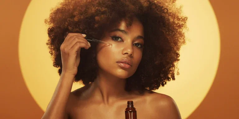 Person applying serum to their face with a dropper