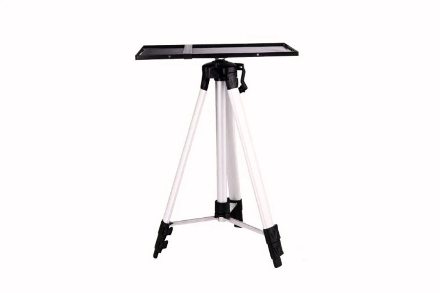Projector stand with a tripod base on a white background