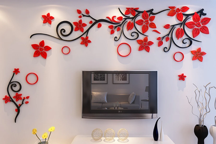 Red and black acrylic wall stickers