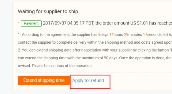 Requesting a refund for a Trade Assurance order on Alibaba.com