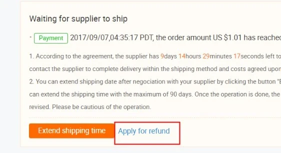 Solicitando um reembolso para um pedido de Trade Assurance em Alibaba.com