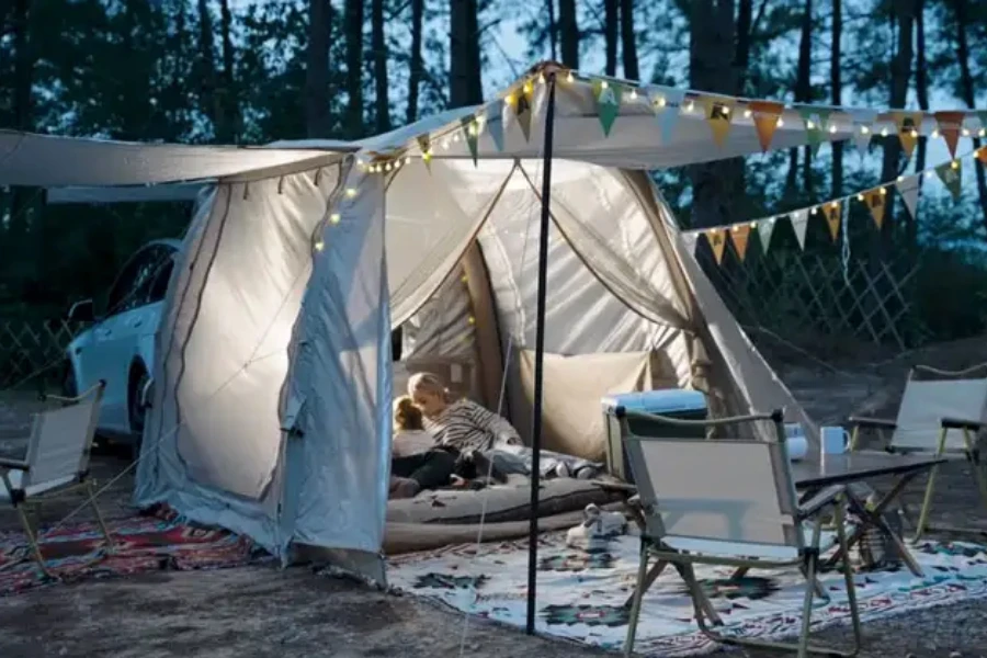 Sizable camping tent for Tesla