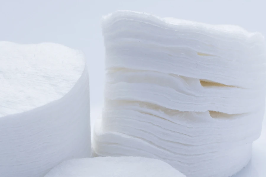Stacked pile of facial cotton pads