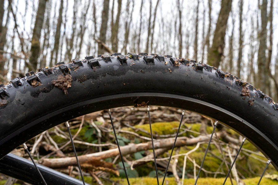 a roda de uma mountain bike elétrica