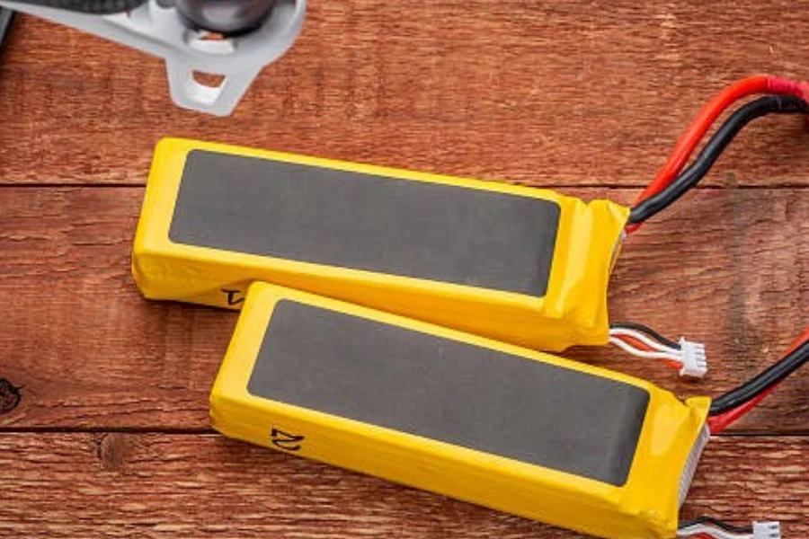 Two lithium-ion polymer rechargeable spare batteries for drones