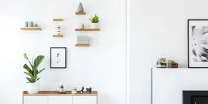 Wall shelves in a modern living room