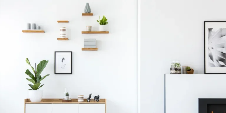 Wall shelves in a modern living room