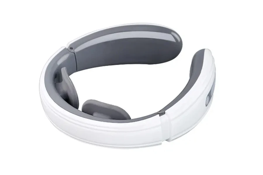 White and grey shiatsu neck massager in thin design