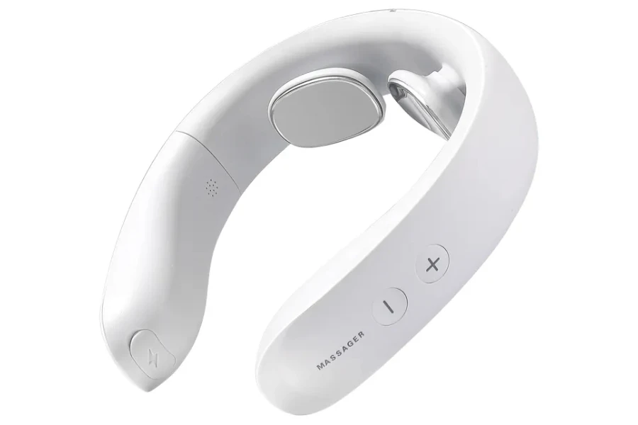 White intelligent neck massager with buttons on the outside