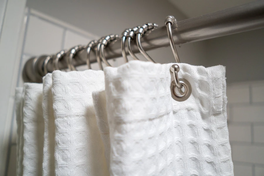 White waffle weave shower curtains