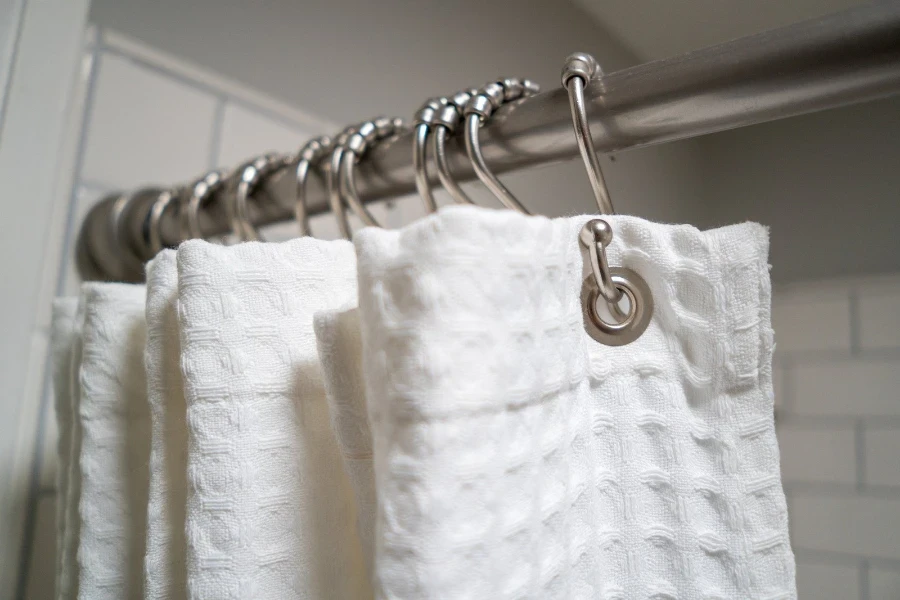 Rideaux de douche en tissage gaufré blanc