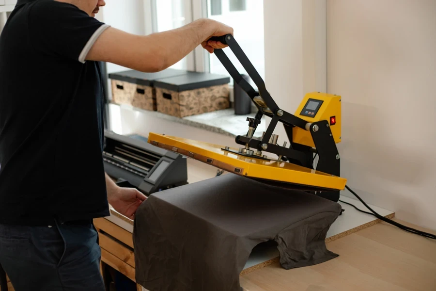 A man using a vinyl heat transfer
