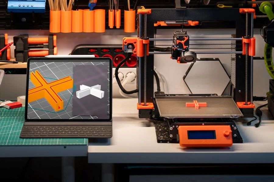 A 3D printer printing a project