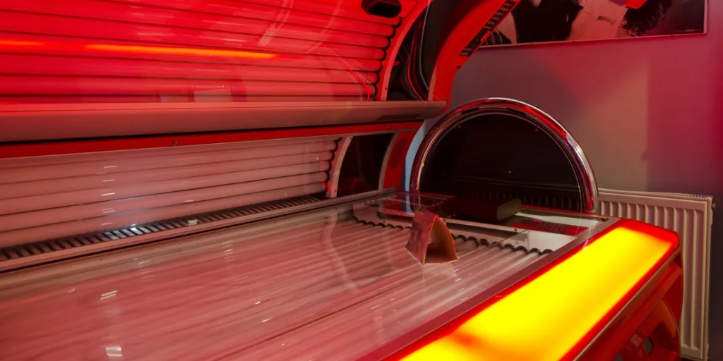 A beauty tanning bed with red laser light