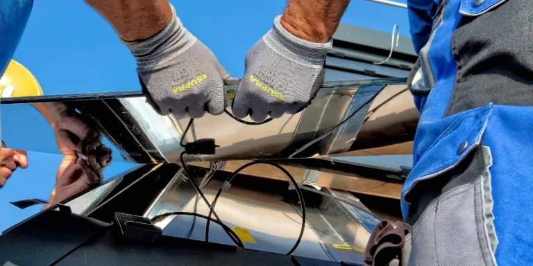 A group of electrical engineers installing a solar system