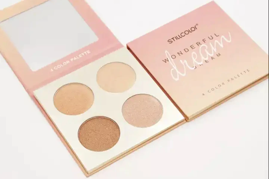 A highlighter palette with four shades