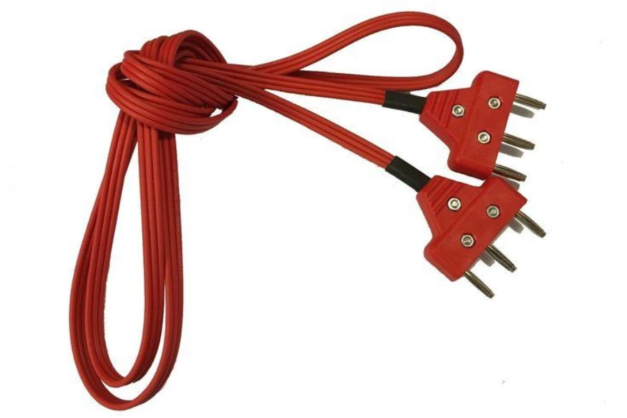 A red fencing body cord on white background