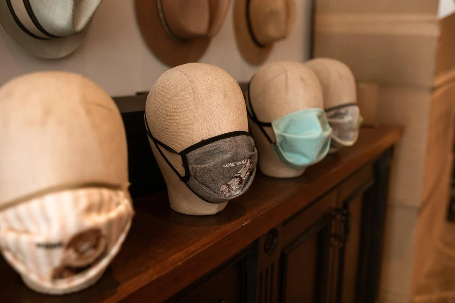 A set of Canvas block mannequin wig heads