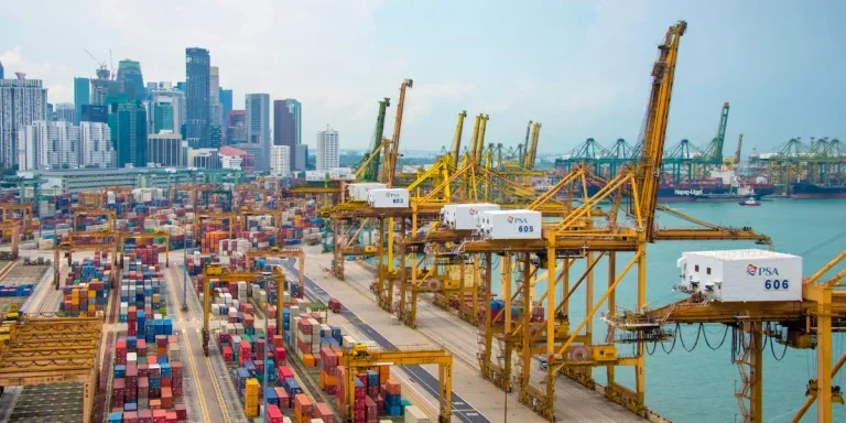aerial view of the port of Singapore
